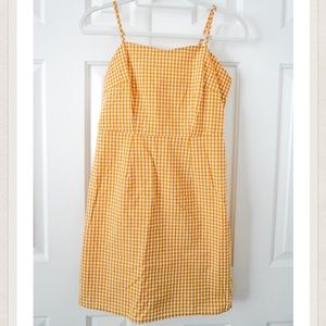 Orange Gingham Spaghetti Strap Dress